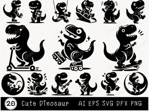 Download Cute Dinosaur SVG Baby Dino Silhouette - Premium Resources