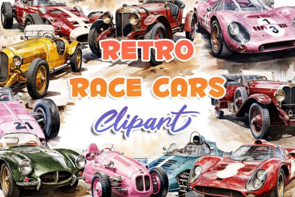 Download RETRO RACE CARS Clipart - Race car Collection