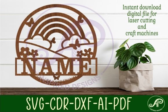 Download Rainbow Name Sign Svg Laser Cut Template - Rainbow name sign Collection
