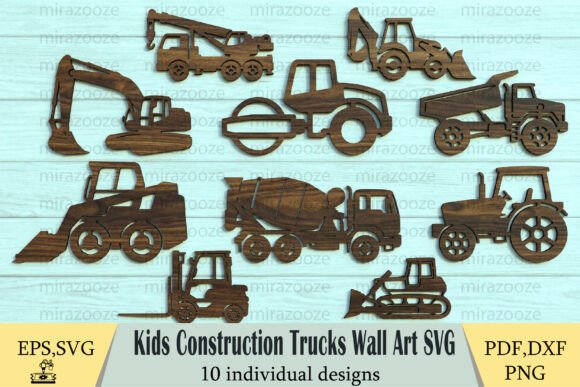 Download Kids Construction Trucks Wall Art SVG - Premium Resources